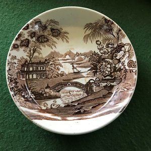 Antique Clarice Cliff TONQUIN  Brown Transferware small  5" bowl/plate